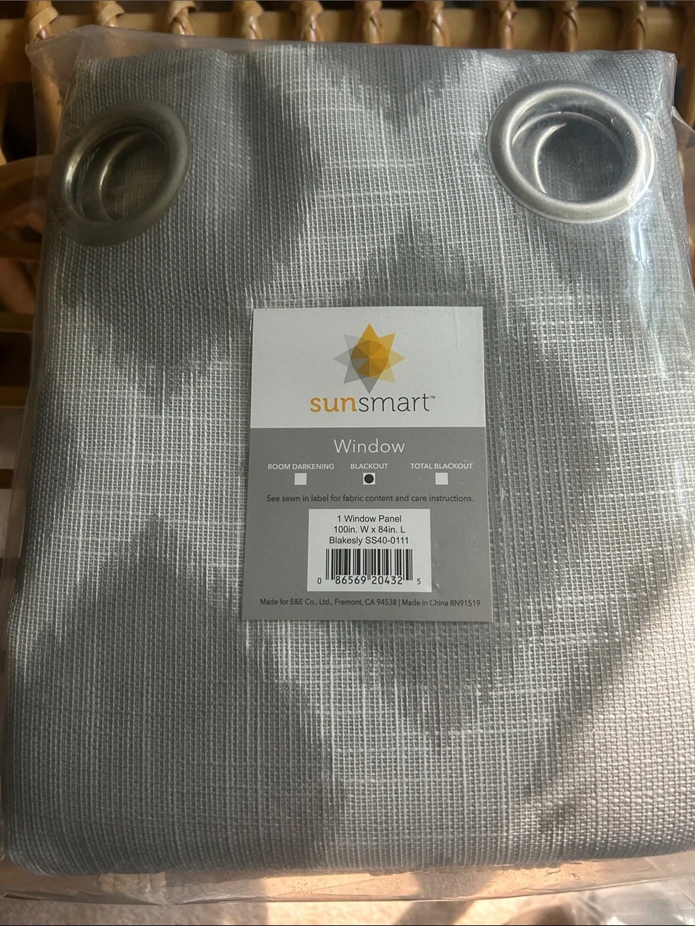 Elegant Gray Geometric Grommet Blackout Curtain Panel 100” W x 84” L